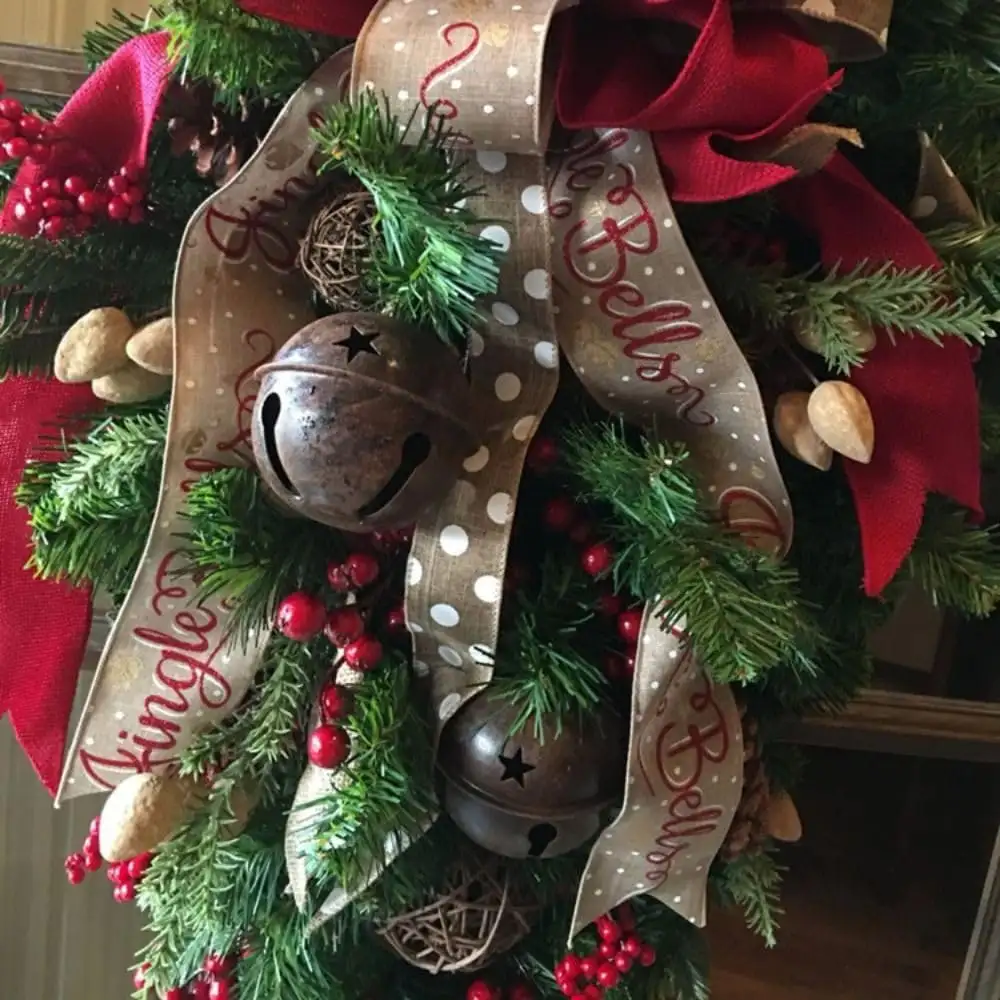 Christmas Candy Cane Wreath Xmas Teardrop Wreath Green Leaves Wreath Wall Hanging Door Garland Front Door Holiday Decoration