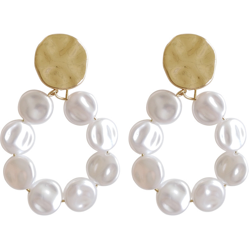 Title 2, Womens Pearl Geometric Round Metal Stud Earrin...