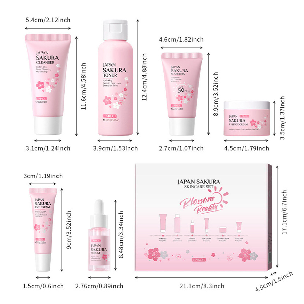 Japan Sakura Beauty Set for Women. Image of the product displayed in multiple variations.