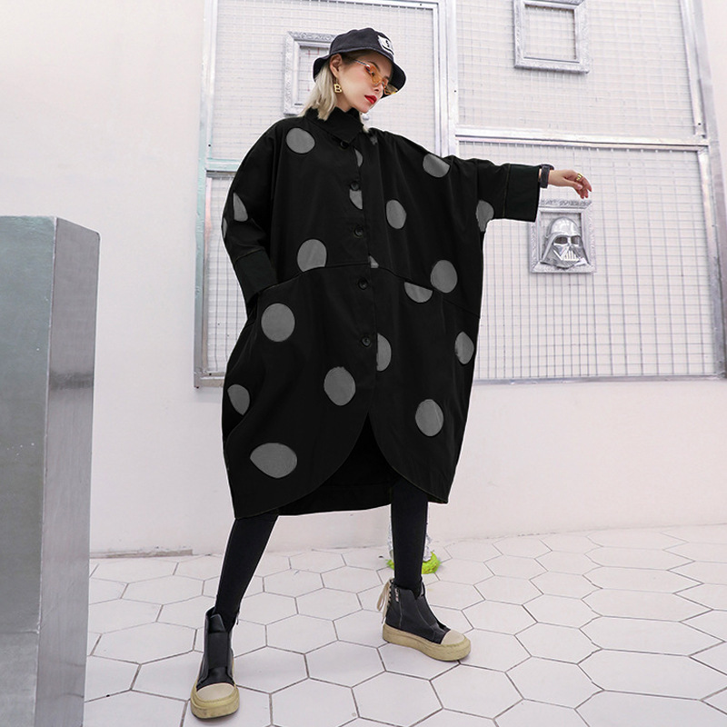 Fashion Retro Dots Trench Coat - Image 3