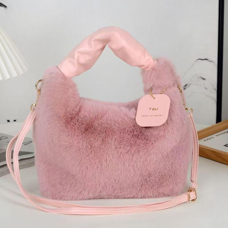 Advanced Plush Handbag 2025 New Fashionable And Versatile Single Shoulder Crossbody Bag - Bean Sand Color