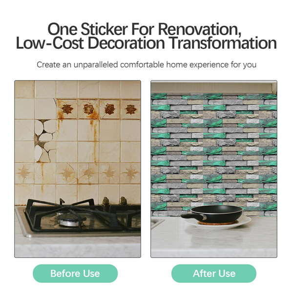 PVC Green Brick And Stone Pattern Self-adhesive Wallpaper, Removable Without Leaving Glue, Peel And Stick Wallpaper_voghion.com