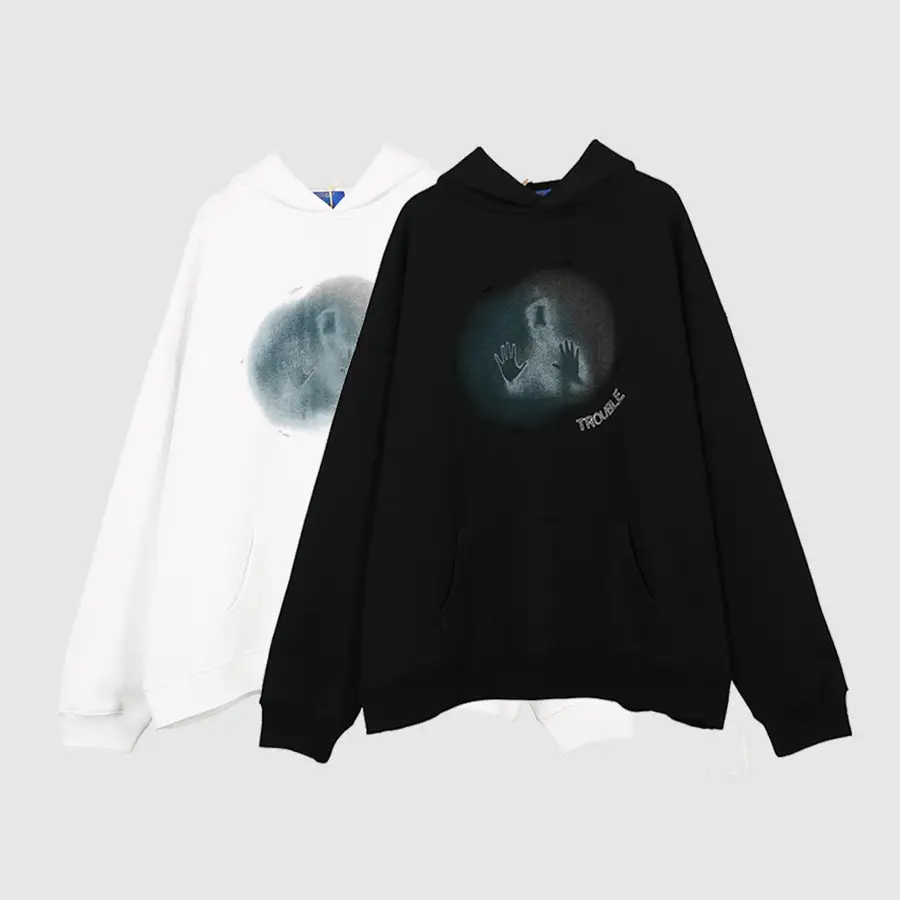 Ghost Print Couple Hip Hop Loose Hoodie