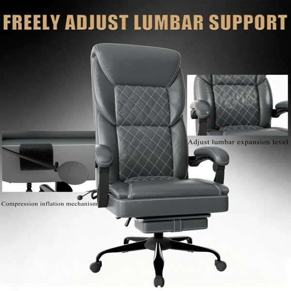 Gaming Chair, Office Chair With Inflatable Lumbar Support, Ergonomic Comfortable Wide Computer Chair With Footrest And Linked Soft Armrests, High Back 3D Enveloping Seat Cushion thumbnail 7