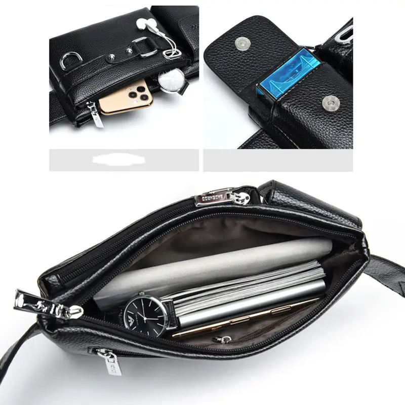 Luxury Brand Waist Bag Men Leather Fanny