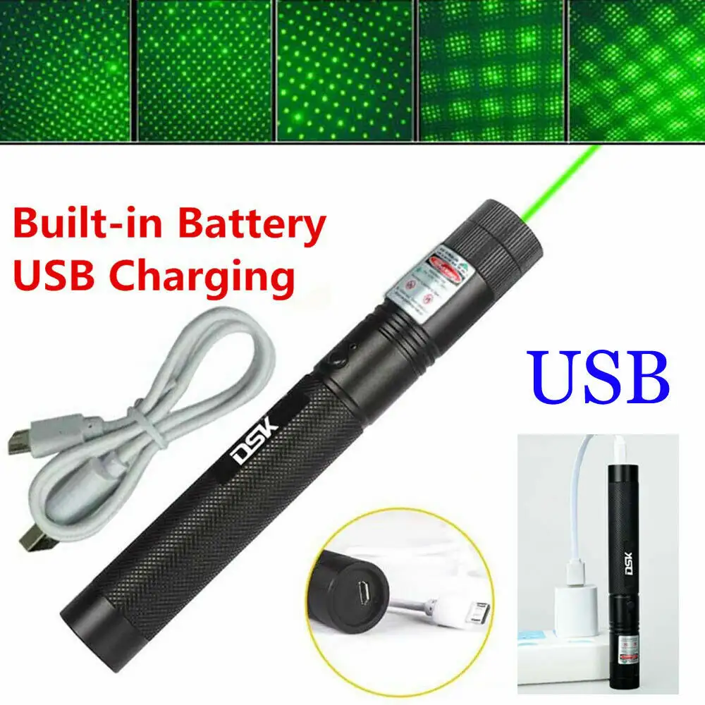 Green Laser Pointer Pen Light USB Rechargeable