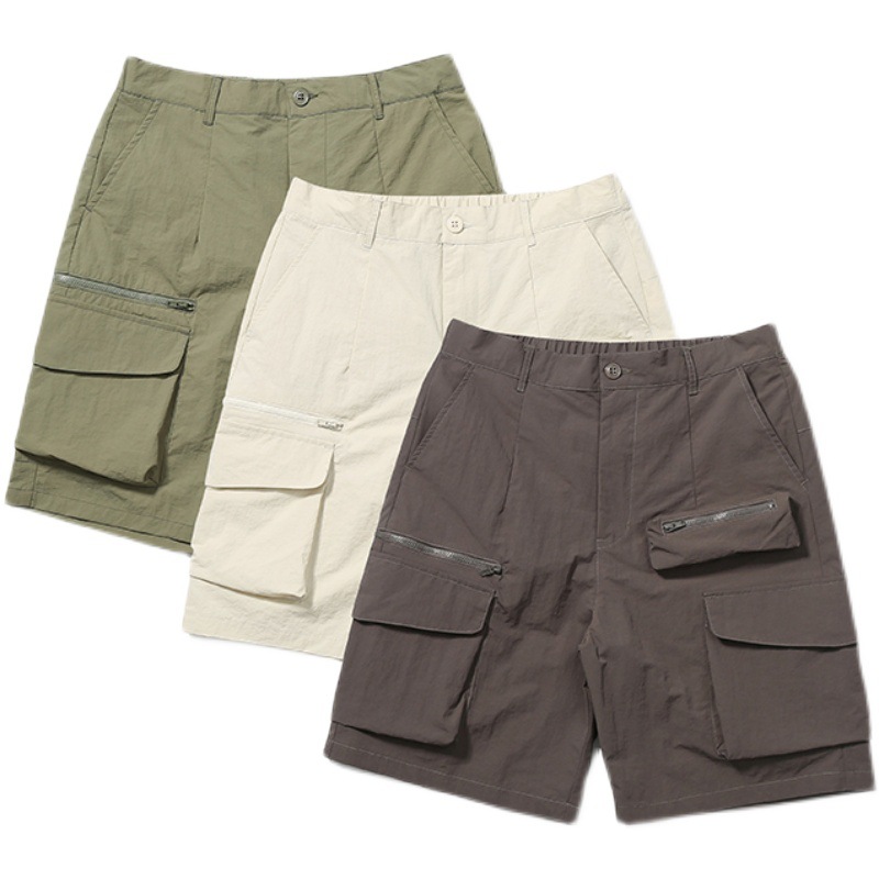 Multi-pocket Straight Casual Loose Zipper Cargo Shorts Men's Five-point Pants