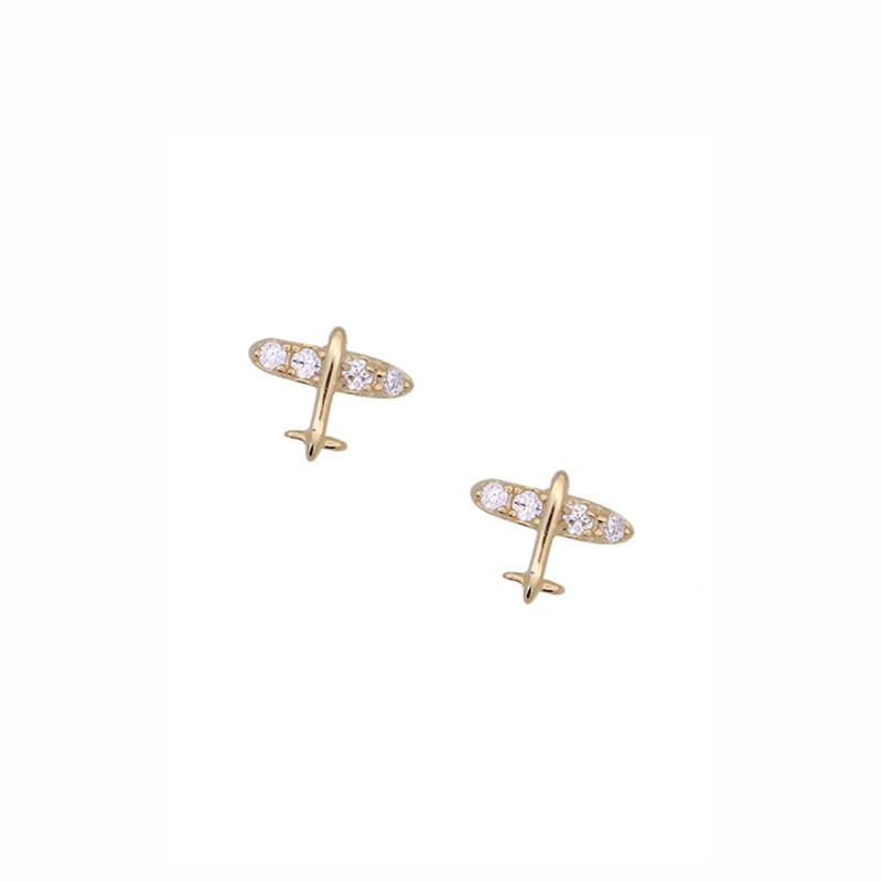 Women's Fashion Sterling Silver Mini Aircraft Stud Earrings