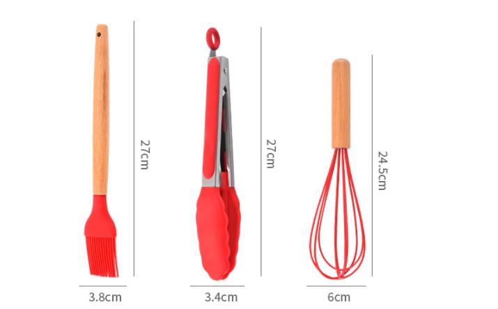 Title 2, Wooden Handle Silicone Kitchenware Set 12-Piece...