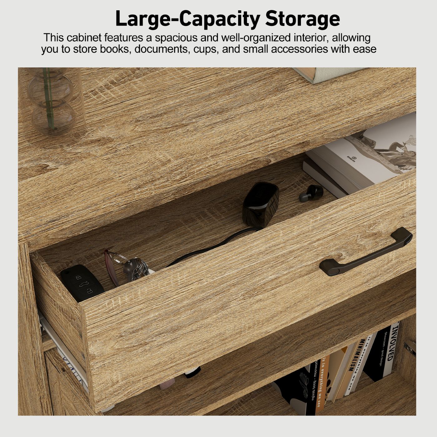 Farmhouse Accent Cabinet Entryway Storage With Drawer Living Room Sideboard — image 4