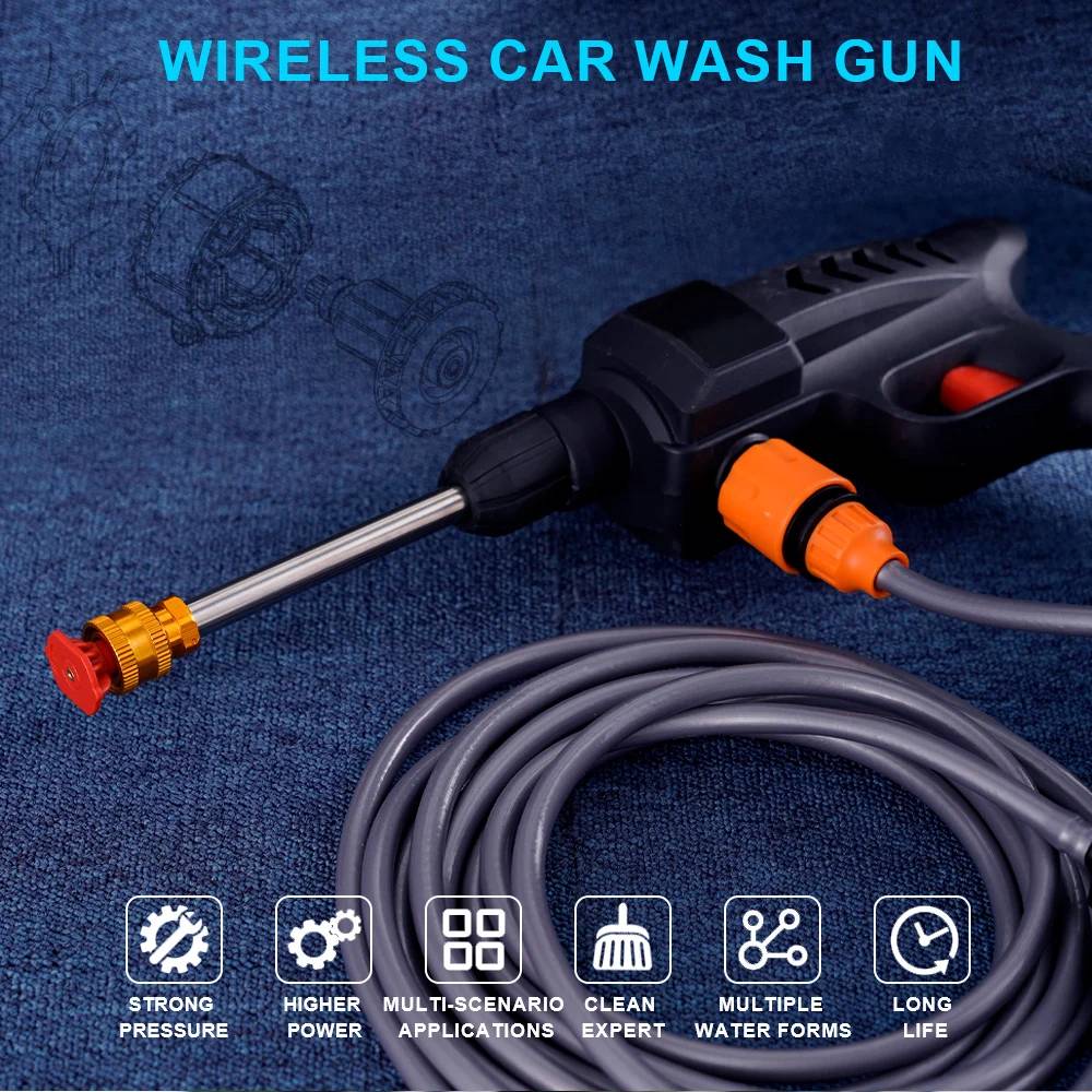 2 Battery Cordless Car High Pressure Washer Jet Water Wash Cleaner Gun Portable 14