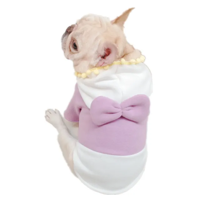 Autumn And Winter Fat Dog Purple Fleece Bow Sweater Purple - Shop at LoveMi