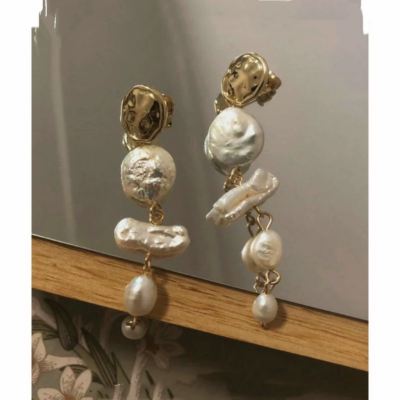 Title 5, Vintage Earrings Baroque Shaped Pearl