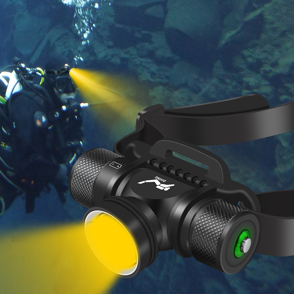 Underwater LED Scuba Diving Headlamp Warm Lamp Dive Light Head Torch Flashlight — image 5