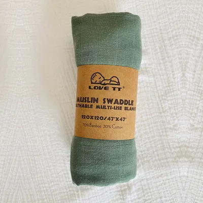 Pure Color Bamboo Cotton Wrap Towels For Newborn Babies Green - Shop at LoveMi