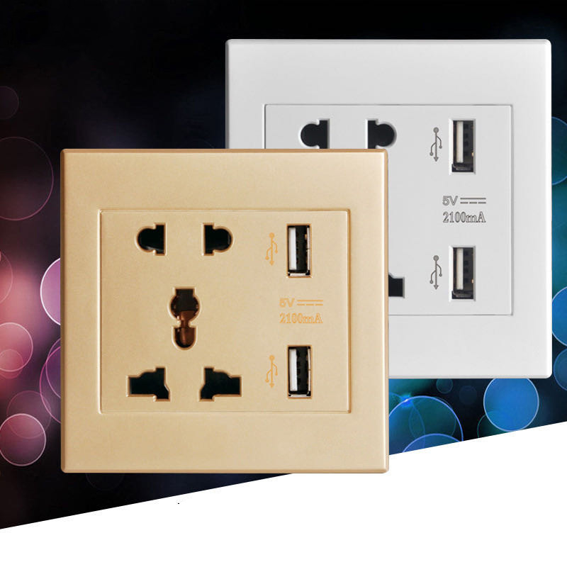 Five-hole Foreign Trade Five-hole With Double USB Socket Panel