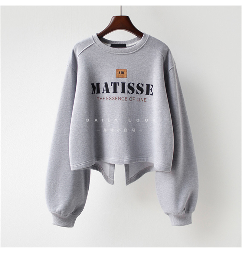 Sweatshirt Short Round Neck Pullover Loose Hoodless Jacket Top