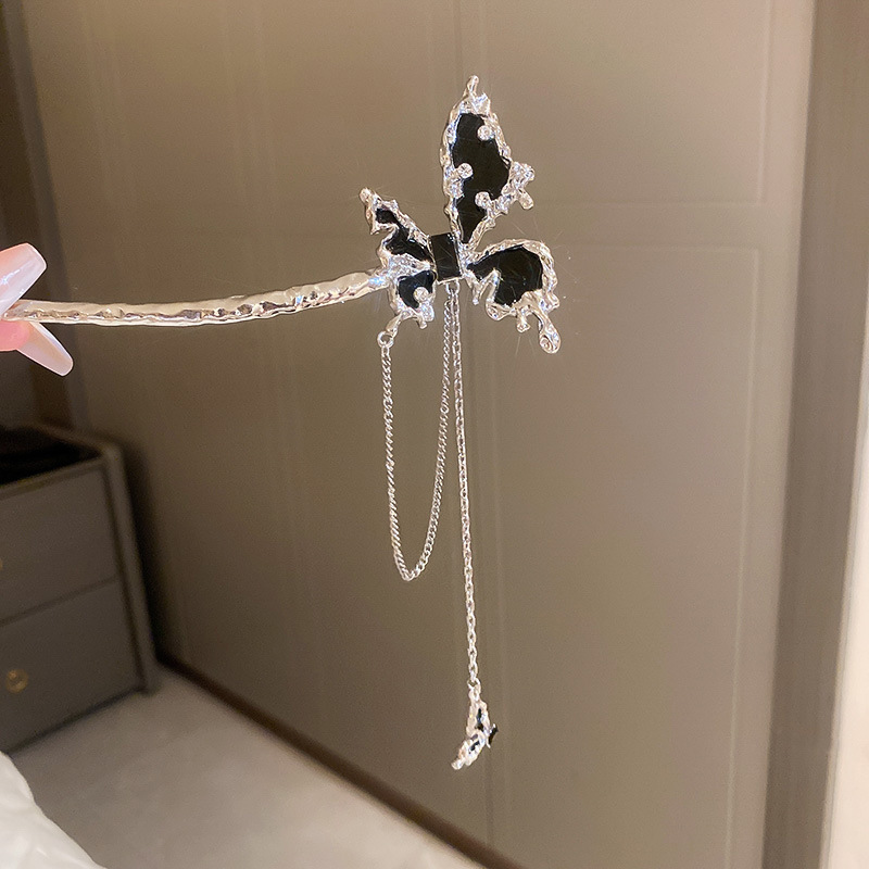Metal Irregular Butterfly Tassel Hairpin Girl