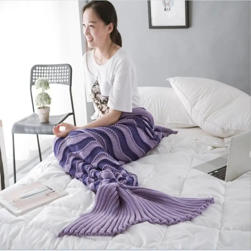 Winter Warm Knitted Mermaid Tail Blanket