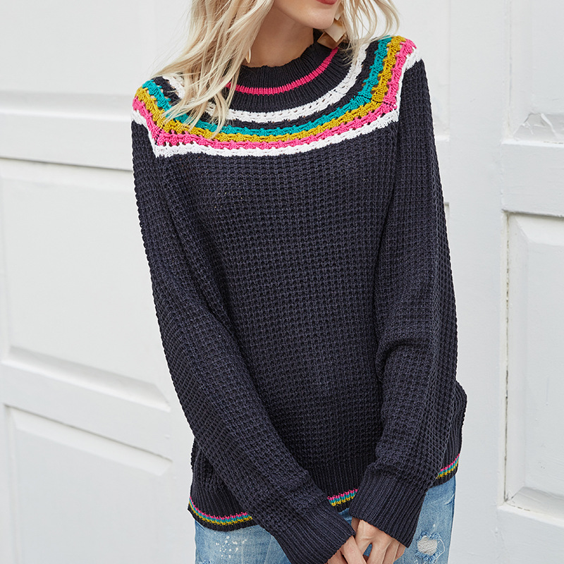 Explosion Style Women's Striped Contrast Sweater