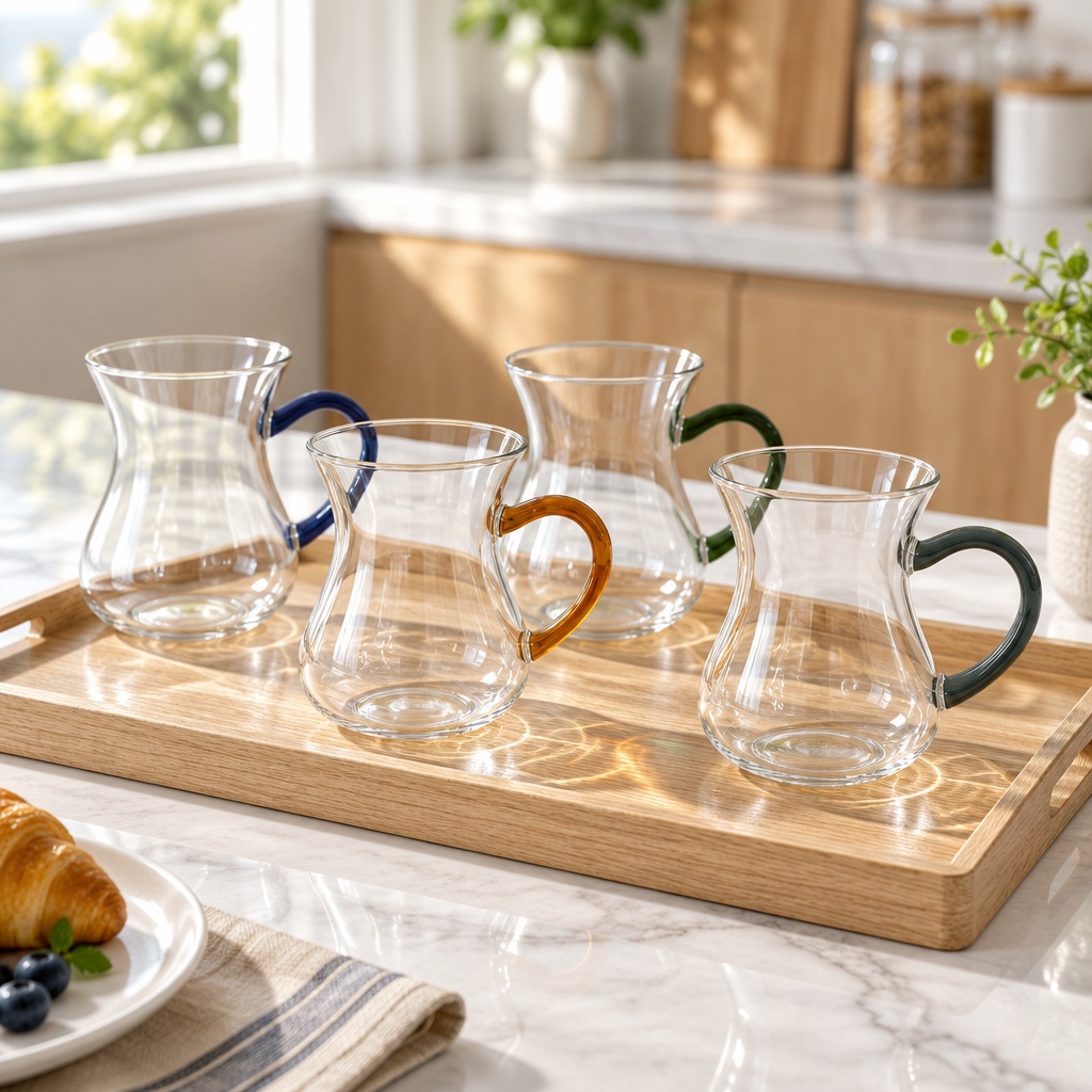 Ceașcă de ceai din sticlă cu mâner colorat, cană de cafea în formă de vază de borosilicat de 160 ml