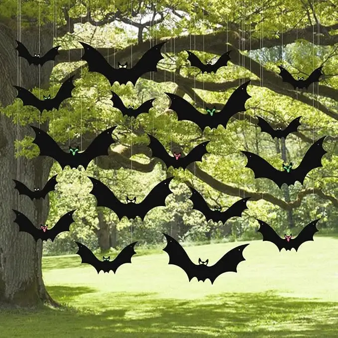 Hanging Halloween Bats Decorations, Large Flying Plastic