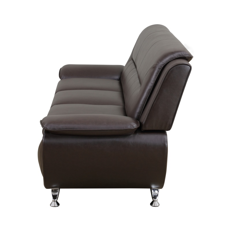 Pickup Only--Brown Breathable Leather Living Room 3-Piece Sofa Set