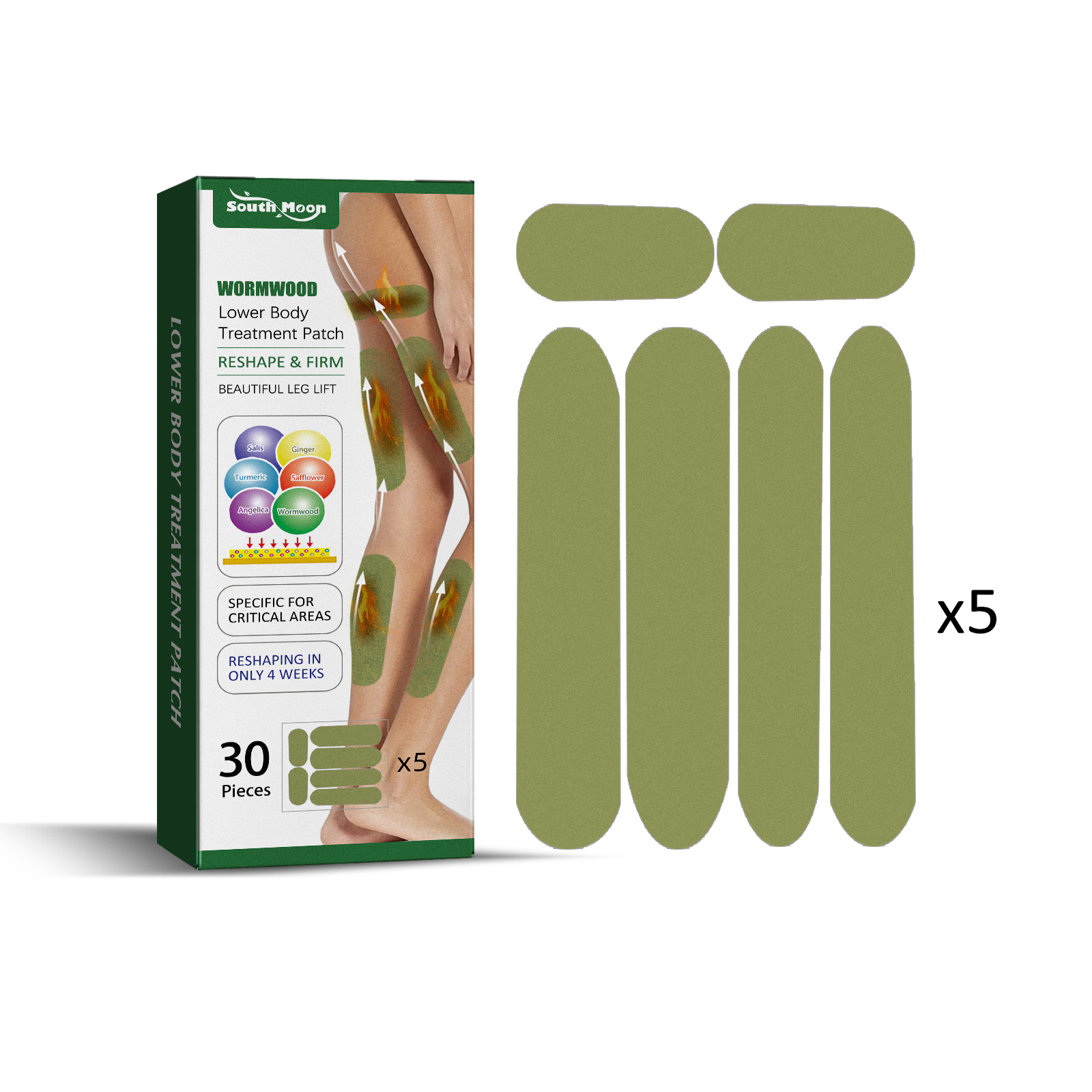 South Moon Wormwood Lower Body Treatment Patch, Leg Muscle Lift Stick Slouch Shape Thighs To Create Tight Legs