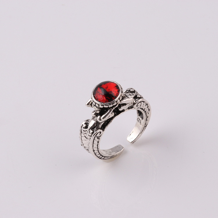 Three-dimensional Multicolor Ring With Skull Inlaid