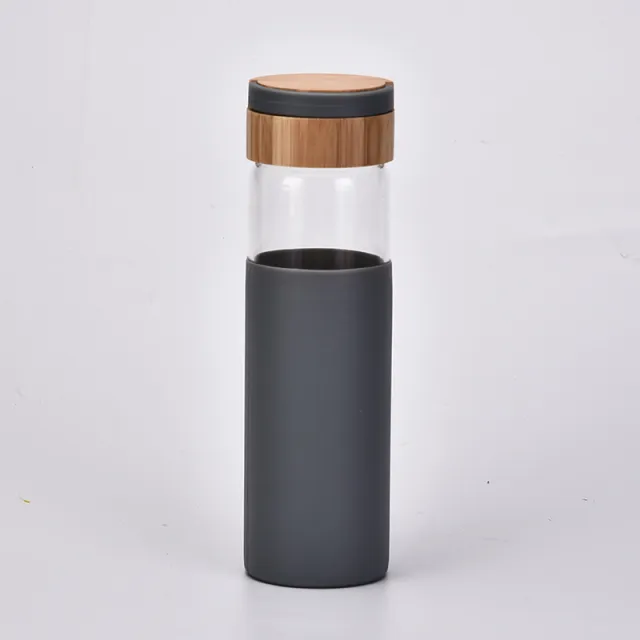 Handle Bamboo Cover Color Silicone Cover Outdoor Water Cup Grey - Shop at LoveMi