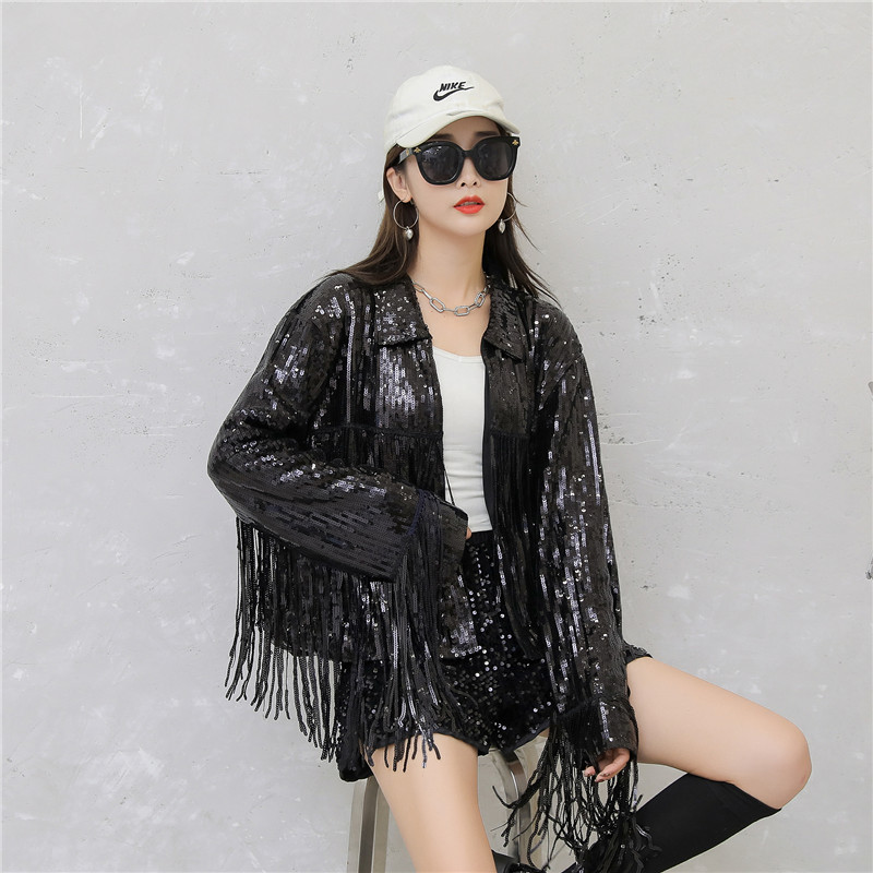 Women's Long Sleeve Fringed Loose Jacket