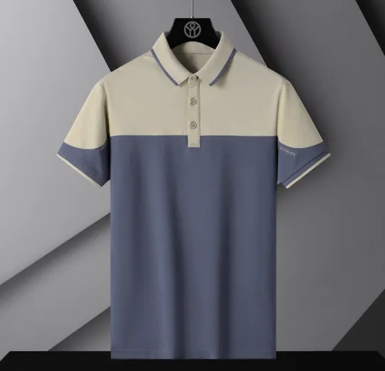 Polo Shirt Stitching Embroidered Ice Breathable Lapel T Shirt Blue - Shop at LoveMi