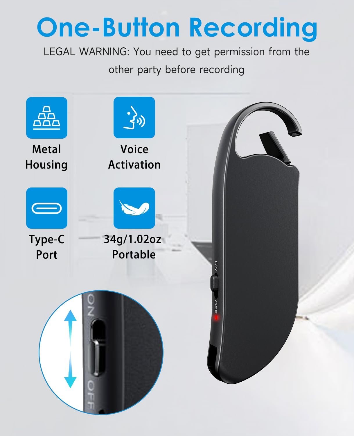 Digital Voice Recorder, 64GB Voice Activated Recorder With Noise Reduction For Work, Lectures, Meetings, Interviews