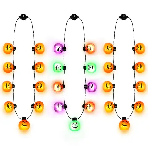 3pcs halloween light up necklaces pumpkin shaped led necklace halloween