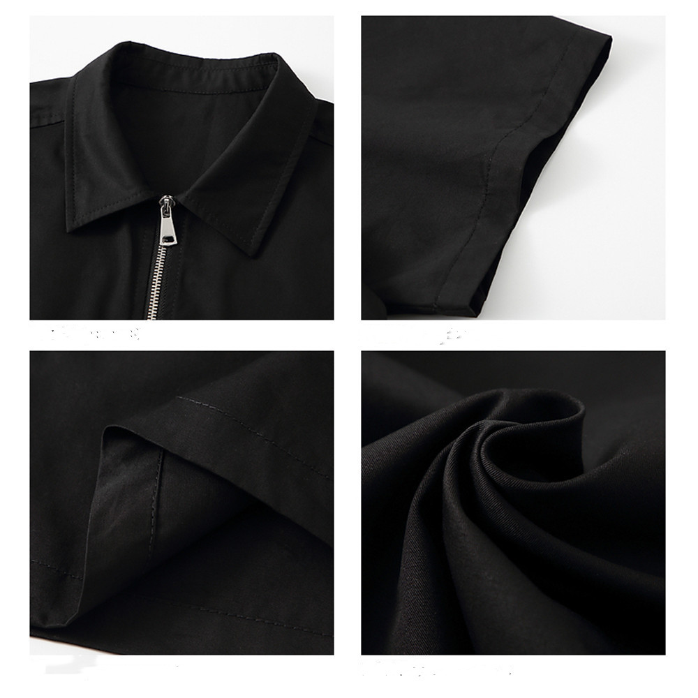 American Retro Yupi Black Zipper Short-sleeved Shirt New Male And Female Trendy Brand Loose Bf Style Versatile Zipper Top