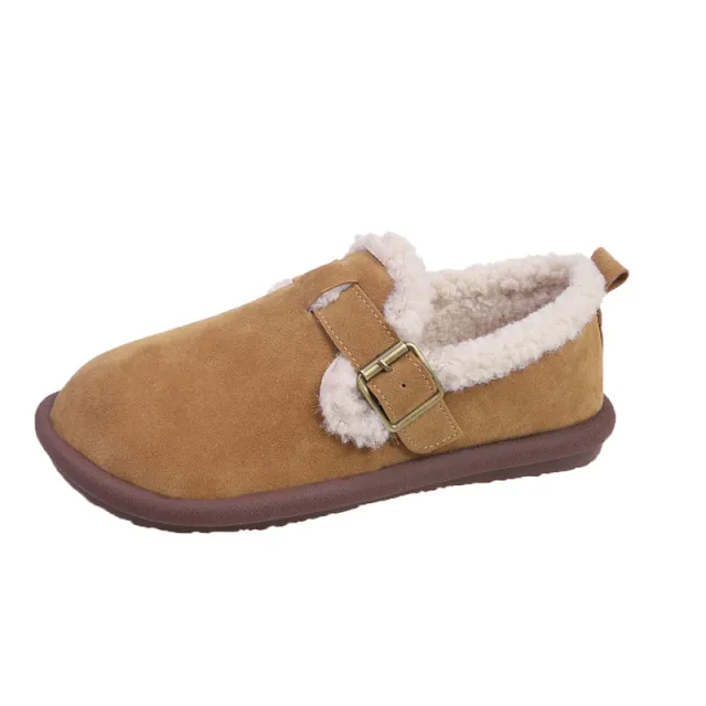 Korean Version Plush Cotton Shoes Women's Retro Camel - Shop at LoveMi