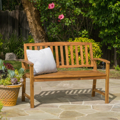 Affordable farmhouse wooden stool in teak finish