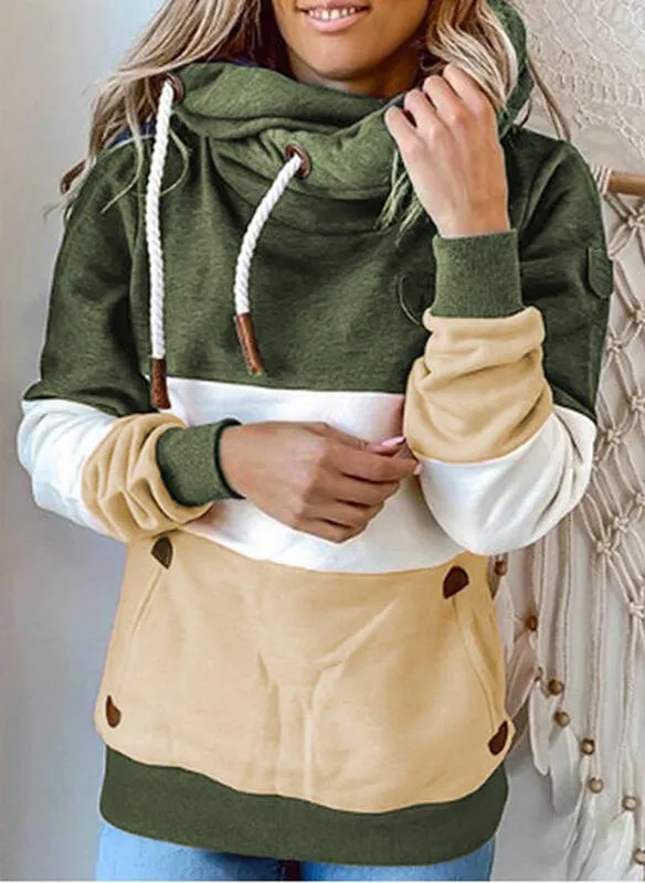 Paneled hooded sweatshirt Green - Shop at LoveMi