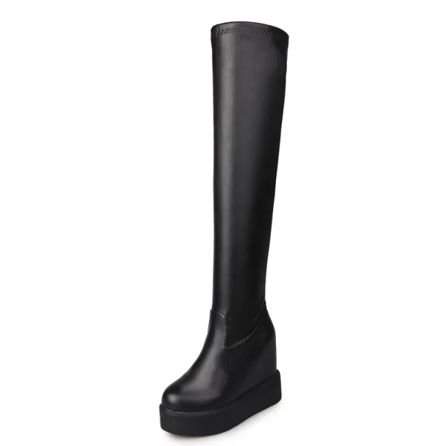 Long Tube Over The Knee Boots Women's Shoes With Thick soled Inner Height Black - Shop at LoveMi