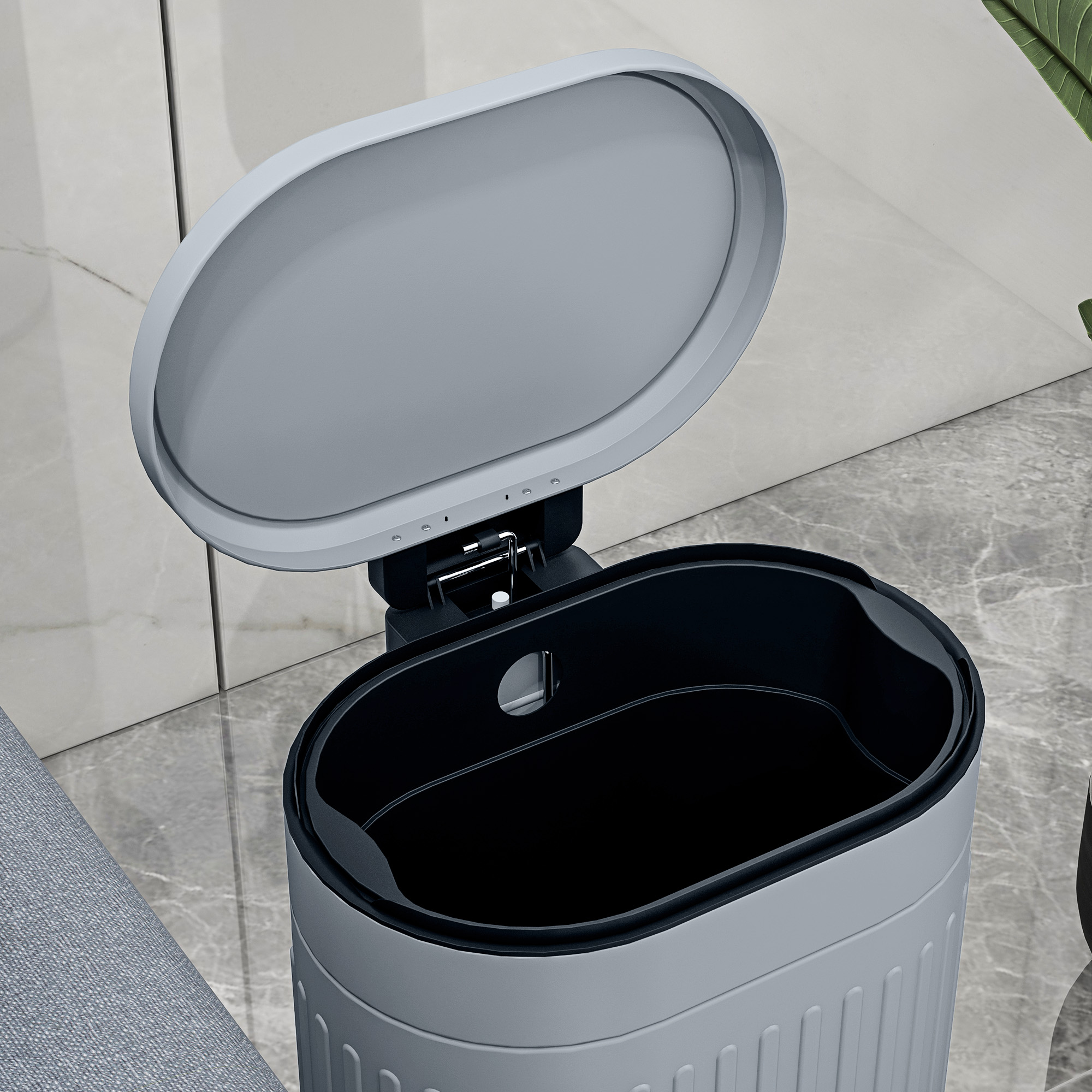 20 liter metal kitchen trash can with gradual lowering lid