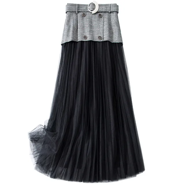 New Women's Belts Show Thin And Elegant Pleated Mesh Skirt Black - Shop at LoveMi