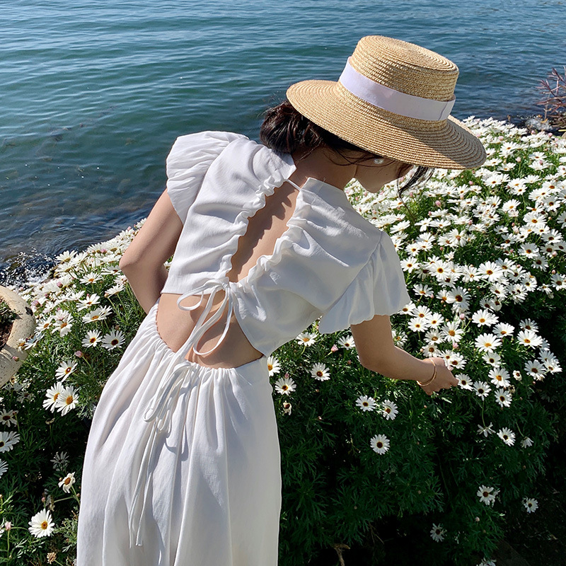 Summer Style French Bubble Sleeve Dress Girl