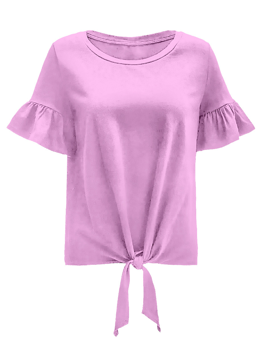 Striped Tie dye 3D Printed Round Neck Casual Straps Short Sleeves Pink - Shop at LoveMi