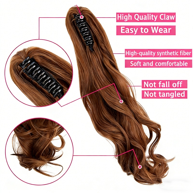 Clip-in Ponytail Hair Extension 22 Inches Wavy CurlySynthetic Wig For Women... 6