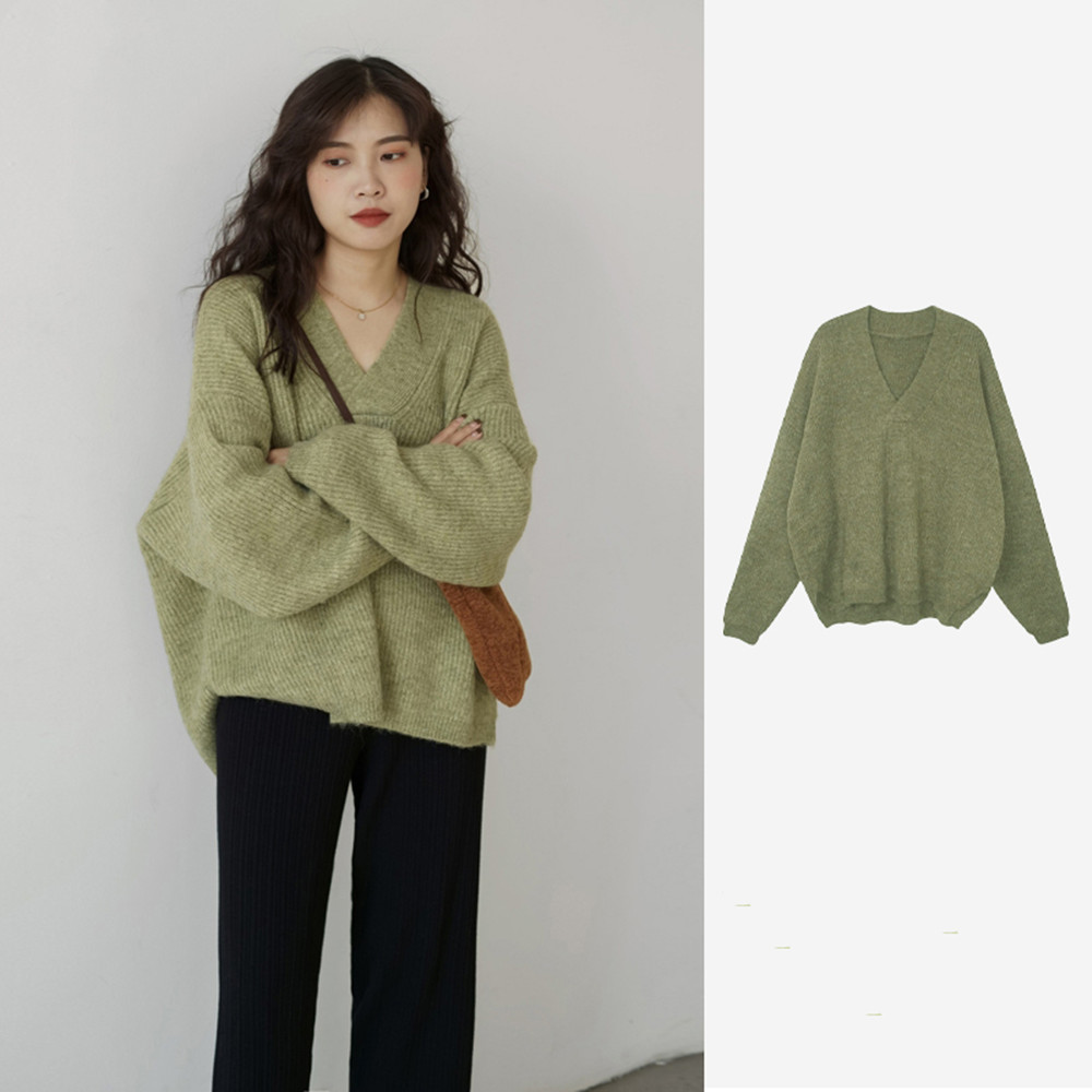V Neck Small Sweater Women's Coat Knitted