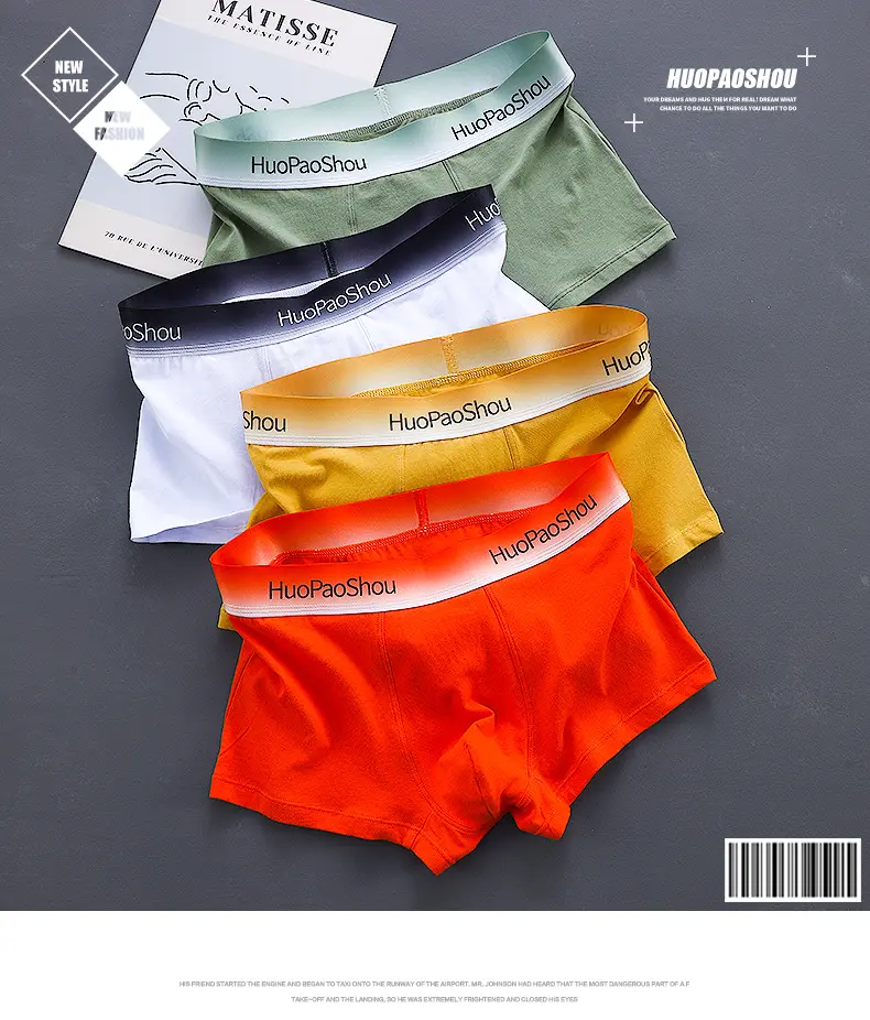 Solid Color Men's Boxer Men Panties Cotton