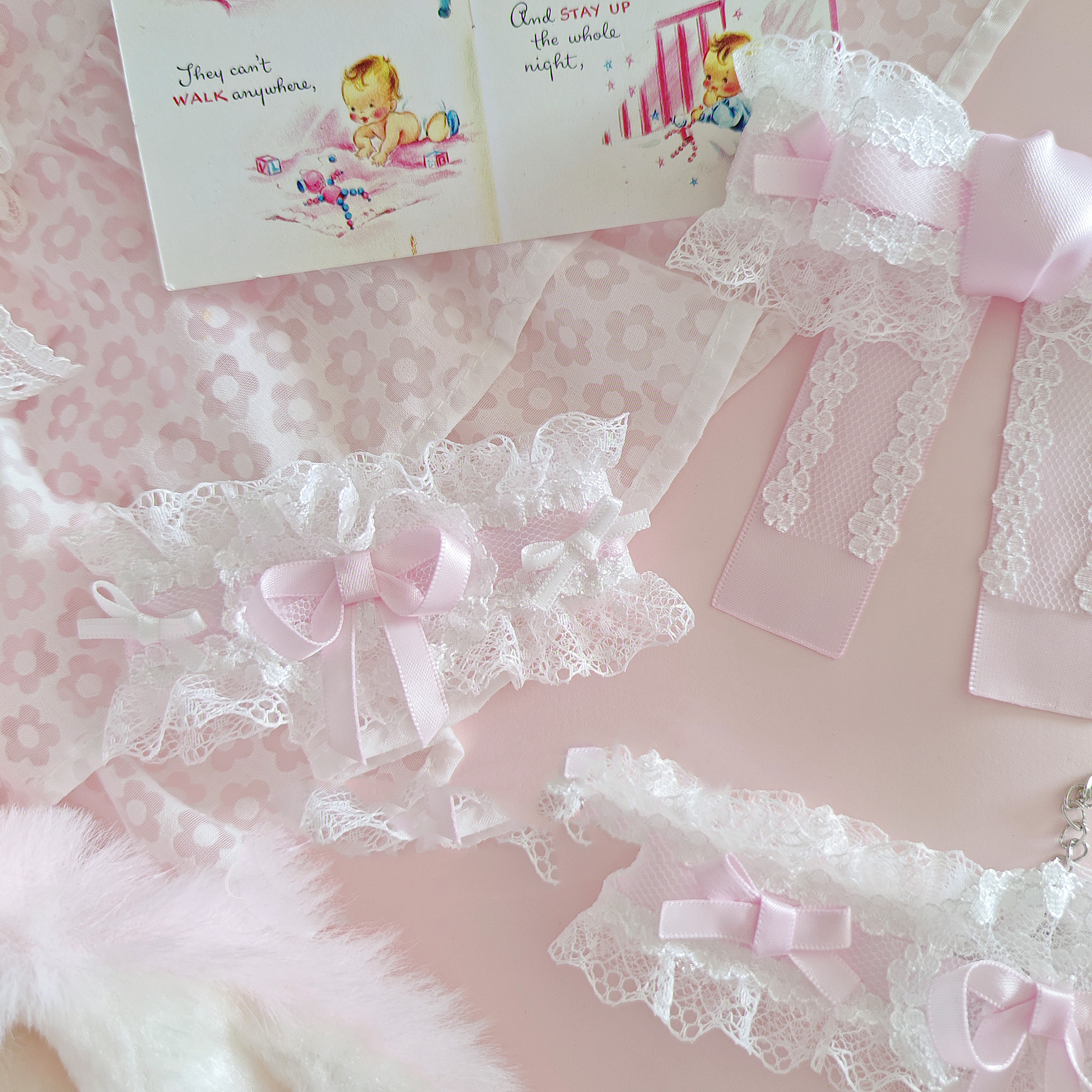 Vintage Purple Sweet French Girl Lace Clip  Neck Strap