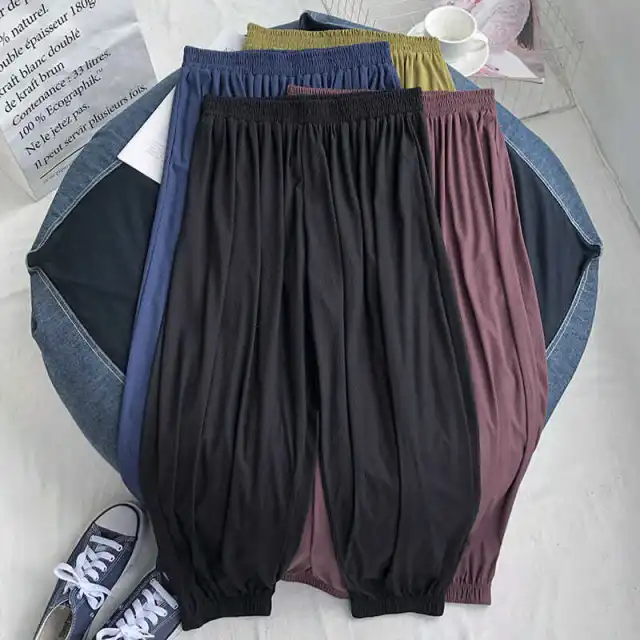 Large Size Women's Loose Leggings Straight Casual Slim Harem Pants Black - Shop at LoveMi