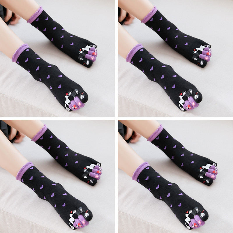 Title 8, Autumn and Winter Cotton Five-finger Socks Wome...