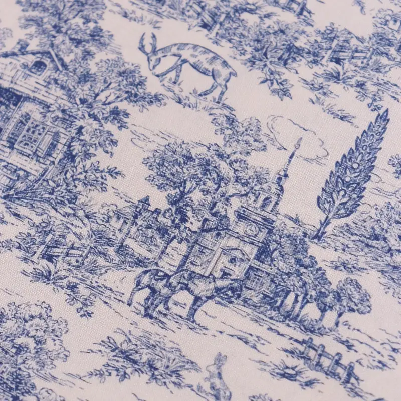 Plain Digital Print Vintage Blues Fabric